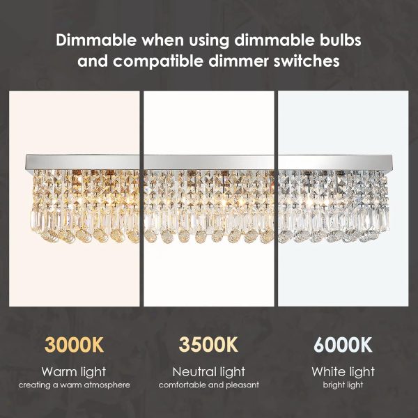 Siljoy Modern Crystal Chandelier 10-Lights Rectangular Flush Mount Pendant Ceiling Light Fixture Rectangle K9 Crystal Raindrop Chandelier for Dining Living Room Kitchen Island L47'' x W10'' x H10' - Image 9