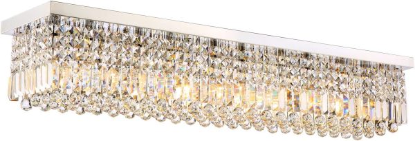 Siljoy 6-Light Modern Crystal Chandelier for Dining Room, Rectangular K9 Crystal Raindrop Chandelier, Rectangle Pendant Ceiling Light Fixture for Living Room Kitchen Island L31.5'' x W10'' x H10'' - Image 17