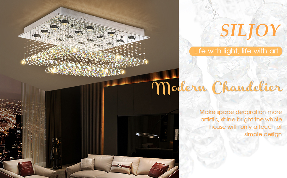 Modern Rectangular Crystal Chandelier