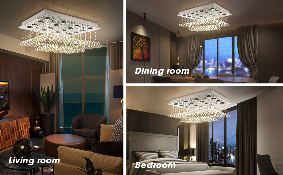 Modern Rectangular Crystal Chandelier