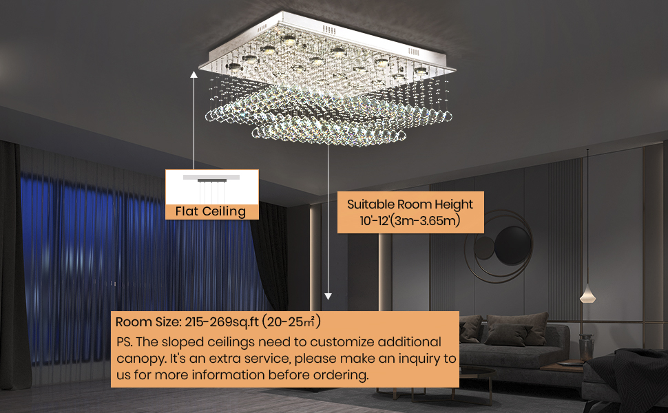Modern Rectangular Crystal Chandelier