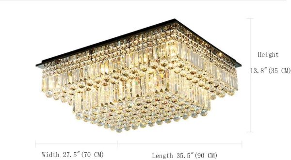 Siljoy Large Crystal Chandelier Modern Rectangular Raindrop Gold Chandeliers K9 2-Tier Chandelier Light Fixtures Luxury Chandeliers for High Ceiling Foyer Living Room Bedroom L35.4 x W27.6 x H14 - Image 6